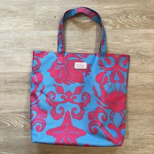Lilly Pulitzer x Estee Lauder Pink & Blue Shell Print Tote Bag
